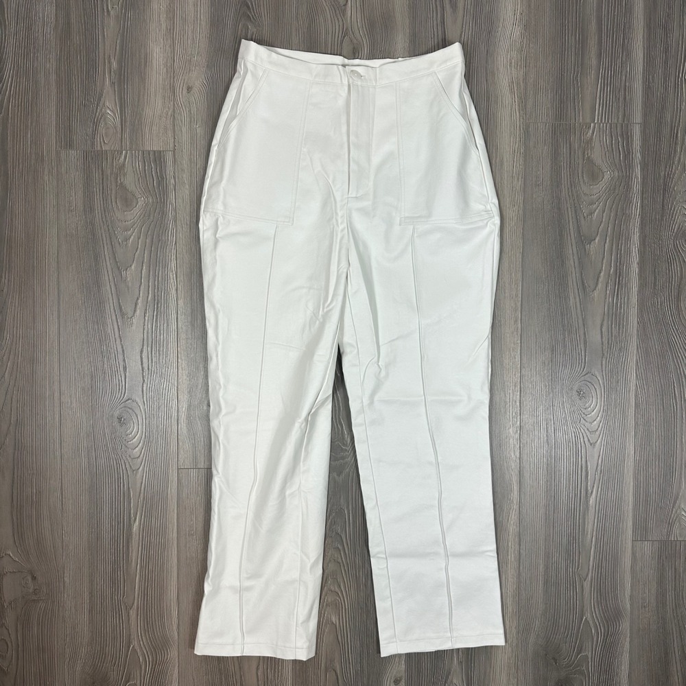 White Faux Leather Pants with Seam Details - SIZE US 8 Princess Polly NWT Summer